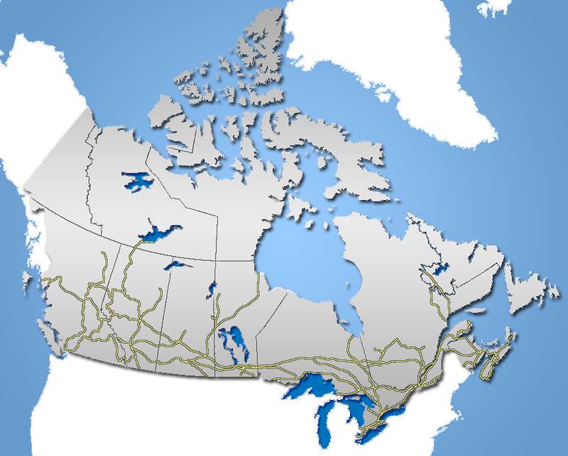 نقشه کانادا روی کره زمین